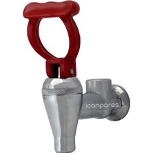 Süppürge Semaver Ile Uyumlu Musluk Göstergeli, Içten Dişli, Basmalı, Demir, Kırmızı Saplı, Kayalar Kazan ve Çaycı Musluğu 8cm