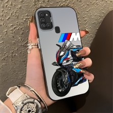 HONTINGA Samsung Galaxy A21S ile Uyumlu Kılıfı Silikon Kenar Sert Arka Düşüme Önleyici Basitlik Anti Düşme Kamera Korumali Bmw Desen Telefon Kılıfı Kadın ve Erkek Için Uygundur K1-0590