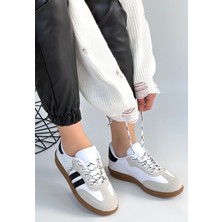 E-Woman Zerti Beyaz Cilt Bağcıklı Spor Ayakkabı - Lisinya