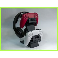 Printkuca Playstation 5 Ps5 Uyumlu Ikili Kontrolcü Kol ve Kulaklık Standı Organizer Askı