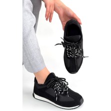 E-Woman Jeat Siyah Nubuk Bağcıklı Spor Ayakkabı - Lisinya