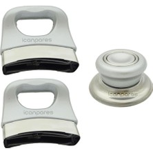 Süppürge Tencere Ile Uyumlu Tava ve Sahan Uygun Sap Kulp Tutamak Kulbu Seti 3 Lü Gri