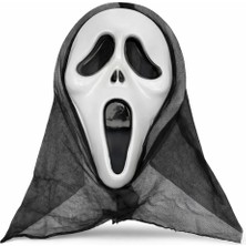 E-Woman Kapşonlu Çığlık Maskesi Scream Maskesi - Hayalet Maskesi 33X21 cm - Lisinya
