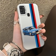 HONTINGA Samsung Galaxy A21S ile Uyumlu Kılıfı Silikon Kenar Sert Arka Düşüme Önleyici Basitlik Anti Düşme Kamera Korumali Bmw Desen Telefon Kılıfı Kadın ve Erkek Için Uygundur K1-0590