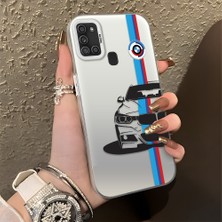 HONTINGA Samsung Galaxy A21S ile Uyumlu Kılıfı Silikon Kenar Sert Arka Düşüme Önleyici Basitlik Anti Düşme Kamera Korumali Bmw Desen Telefon Kılıfı Kadın ve Erkek Için Uygundur K1-0588