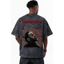 Sevbano Kendrick Lamar Rapper Şarkıcı Baskılı Unisex Oversize Eskitme Yıkamalı Tişört