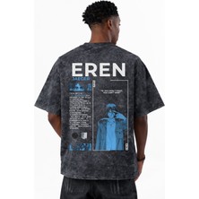 Sevbano Attack On Titan Eren Jaeger Anime Baskılı Unisex Oversize Eskitme Yıkamalı Tişört