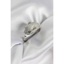 Erbilden Erb Jaguar Model Gümüş Renk Zirkon Taşlı Kadın Yüzük