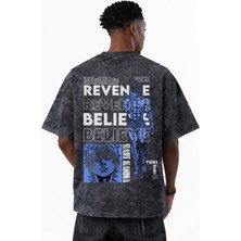 Sevbano Baki Hanma Revenge Believe Anime Baskılı Unisex Oversize Eskitme Yıkamalı Tişört