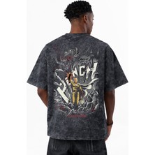 Sevbano One Punch Man Anime Baskılı Unisex Oversize Eskitme Yıkamalı Tişört