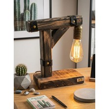 Yediotuz Digital Pazarlama ​retro Rustik Ahşap Masa Lambası - El Işçiliği Özel Tasarım (Ampul Dahil)