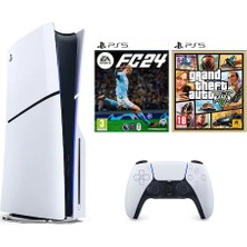Sony Playstation 5 Slim 1 Tb Standart Edition Konsol + Ps5 Gta 5 + Ps5 Fc 24 (Ithalatçı Garantili)
