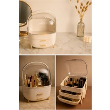 Özgürce Şeffaf Kubbeli 3 Katlı Taşınabilir Makyaj Organizeri