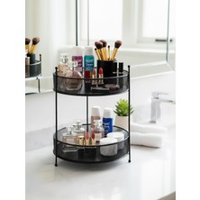 Özgürce Iki Katlı Siyah Çok Fonksiyonlu Makya ve Takı Organizer