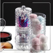 Özgürce Şeffaf Silindir Kapaklı Pamuk Organizer Çift Set, Pratik ve Şık Tasarım