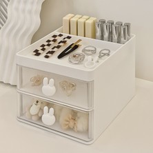 Özgürce Çift Çekmeceli Çok Bölmeli Makyaj Organizeri, Fırça ve Kozmetik Düzenleyici