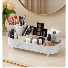 Özgürce 360° Dönebilen Maxi Makyaj Organizeri Bej, Şık ve Kullanışlı Depolama