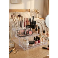 Özgürce 3 Katlı Şeffaf Makyaj ve Kırtasiye Organizeri