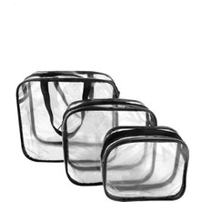 Özgürce 3'lü Şeffaf Makyaj Çantası Seti, Valiz Için Organizerler