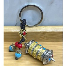Derin Stok Metal Tibet Dua Çarkı Anahtarlık