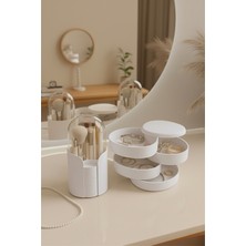 Özgürce Beyaz Çok Fonksiyonlu Makyaj ve Takı Organizeri Seti