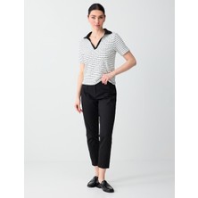 Jimmy Key Siyah Yüksek Bel Normal Paça Örme Pantolon