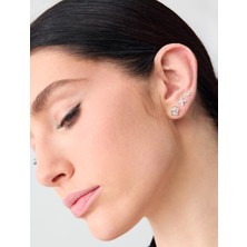 Jimmy Key Gümüş Rengi Parlak Çiçek Figürlü Küpe Seti