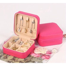 Özgürce Pembe Taşınabilir Takı Kutusu, Fermuarlı Seyahat Organizeri