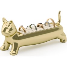 Özgürce Şık Gold Renk Alı Cat Yüzük Tutucu, 4X5,5X12 Cm, Pratik ve Zarif Tasarım