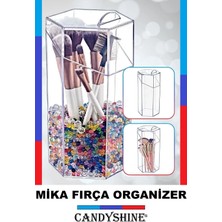 Özgürce Şık Kapaklı Mika Fırça ve Takı Organizeri, Altıgen Tasarım