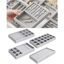 Özgürce Lüks 4 Parça Kadife Takı Aksesuar Düzenleyici, Çok Amaçlı Çekmece Organizer