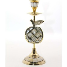 Derin Stok Pirinç Sedefli Tekli Şamdan