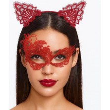 İlk El Grup Ieg™ Kırmızı Dantel Maske ve Taç Seti 1 No - Kostüm Seti