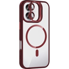 İlk El Grup Joko  Iphone 16 Plus Remim Lensli Magsafe Standlı Kapak - Bordo Tkç(Itd)