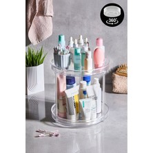 Özgürce Rotara 360° Şeffaf 2 Katlı Makyaj ve Banyo Düzenleyici Stand