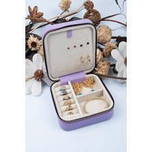 Özgürce Lila Orta Boy Takı ve Mücevher Kutusu, Ahşap ve Deri, 15X15 cm