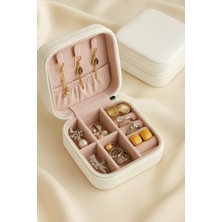 Özgürce Küçük Seyahat Takı Kutusu, Kolye, Yüzük ve Küpe Organizer, Beyaz