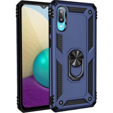 İlk El Grup Samsung Galaxy A02 Kılıf Sofya Yüzüklü Silikon Kapak - Lacivert Tkç(Itd)