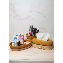 Özgürce El Işlemeli Jüt Peçetelik ve Kase Düzenleyici 3'lü Takım