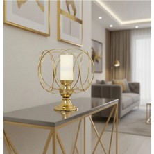 Decodelight Modern Dekoratif Gold Kaplama Olimpiyat Model Tel Şamdan Ayaklı Mumluk Masa Üstü Dekor