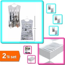 Özgürce Çift Taraflı Siyah Çizgili Elbise Organizeri + 8 Bölmeli Xl Çekmece Düzenleyici, 2'li Set