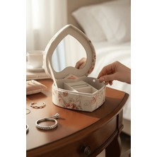 Özgürce Çiçek Figürlü Renkli Ayna ve Çekmeceli Takı Organizeri