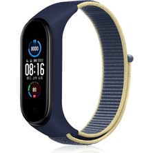 İlk El Grup Xiaomi Mi Band 4 Hasırlı Cırtcırtlı Kordon (Saat Değildir) - Sarı-Lacivert Tkç(Itd)