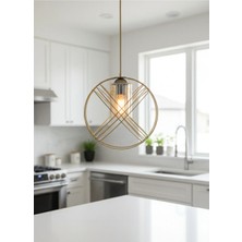 Decodelight Eskitme Endüstriyel Bakır Duy Dünya Model Metal 30 cm Camlı Tekli Sarkıt Avize Aydınlatma