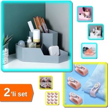 Özgürce Pratik Masaüstü Köşe Makyaj Organizeri ve Yorgan Kılıfı Sabitleme Klipsleri Seti