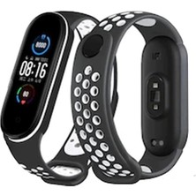İlk El Grup Xiaomi Mi Band 4 Spor Delikli Kordon (Saat Değildir) - Siyah-Beyaz Tkç(Itd)