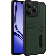 İlk El Grup Realme Note 50 4g Kılıf Sara Kartvizitli Deri Kılıf - Koyu Yeşil Tkç(Itd)