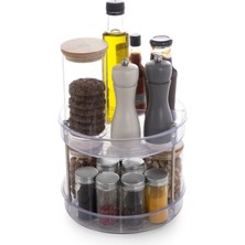 Özgürce Iki Katlı Döner Raf, Şeffaf, Dayanıklı ve Pratik Depolama Çözümü