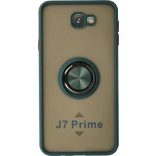 İlk El Grup Samsung Galaxy J7 Prime Kılıf Montreal Yüzüklü Silikon Kapak - Yeşil Tkç(Itd)
