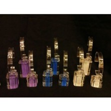 Özgürce Şık 3'lü Pleksi Saat Standı Seti, Kare Tasarım, Yeşil Renk